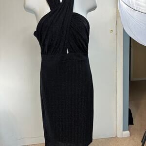 Sexy CHAROLETTE RUSSE sparkley dress size MEDIUM bodycon crossfront
